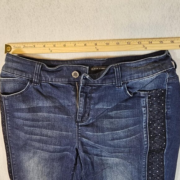 Chico's Black Label Ankle Jeans with lace detail and rhinestones Size 0 - Picture 8 of 11